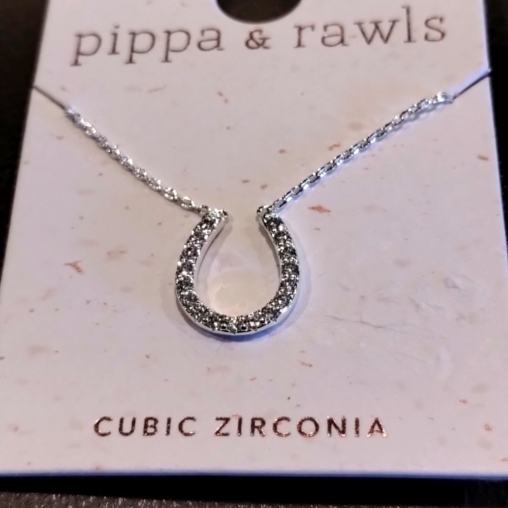 Silver Necklace Horseshoe Cubic Zirconia Lucky Horses Pippa & Rawls NWT - Picture 4 of 14